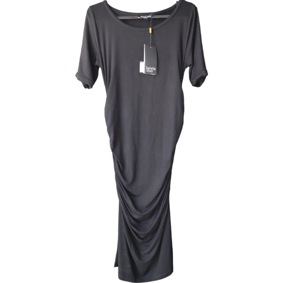 Isabella Oliver Black Ruched T Shirt Casual Maternity Dress - Picture 1 of 2